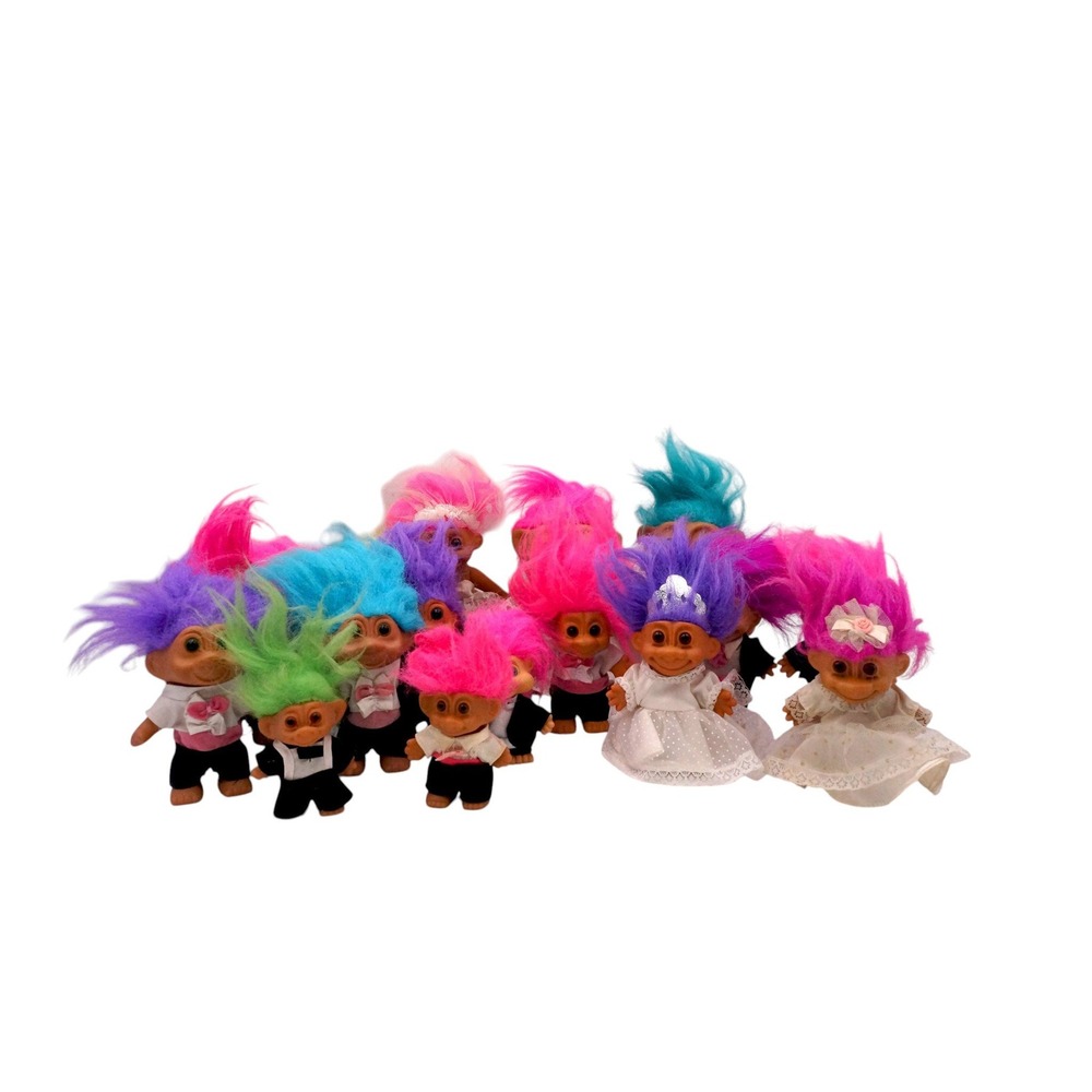 Vintage Troll Dolls Wedding Lot 16 Russ Bride Groom Mixed Colors - Picture 12 of 13